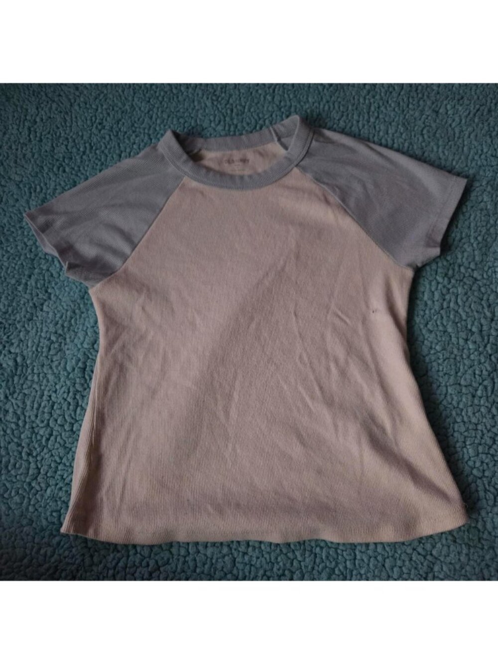 White & light blue ribbed crop top #ribbed #cropped